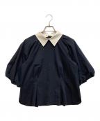 DRESSTERIORドレステリア）の古着「バルーンスリーブショートブラウス」｜ネイビー