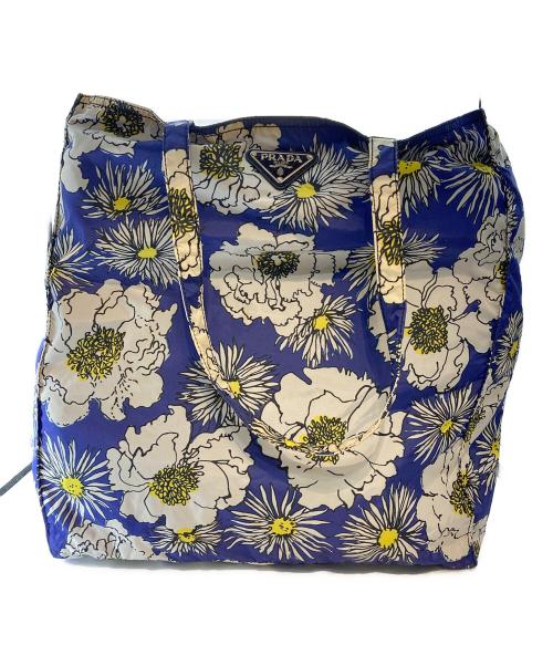 PRADA（プラダ）PRADA (プラダ) 花柄ナイロントートバッグ ブルーの古着・服飾アイテム