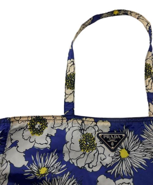 PRADA（プラダ）PRADA (プラダ) 花柄ナイロントートバッグ ブルーの古着・服飾アイテム