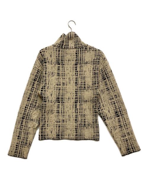 LE CIEL BLEU（ルシェルブルー）LE CIEL BLEU (ルシェルブルー) Scratched Check Knit Top ベージュ サイズ:SIZE 36の古着・服飾アイテム