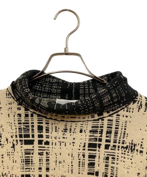 LE CIEL BLEU（ルシェルブルー）LE CIEL BLEU (ルシェルブルー) Scratched Check Knit Top ベージュ サイズ:SIZE 36の古着・服飾アイテム