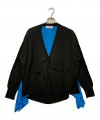 HeRIN.CYEヘリンドットサイ）の古着「Frill knit cardigan」｜ブラック×ブルー