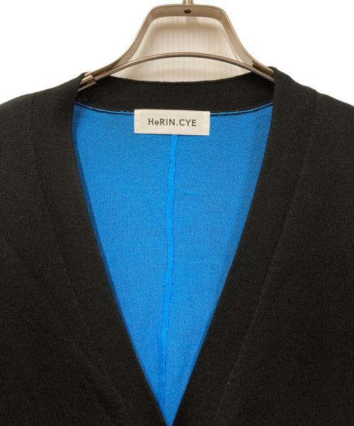 HeRIN.CYE（ヘリンドットサイ）HeRIN.CYE (ヘリンドットサイ) Frill knit cardigan ブラック×ブルー サイズ:FREEの古着・服飾アイテム