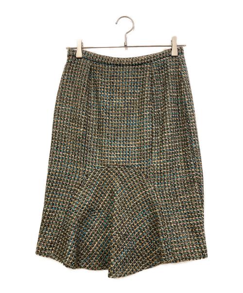 MaxMara（マックスマーラ）MaxMara (マックスマーラ) ツイードセットアップ カーキ サイズ:SIZE 38(スカート36)の古着・服飾アイテム
