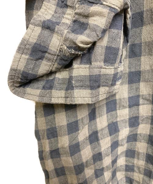 ICHI Antiquites（イチアンティークス）ICHI Antiquites (イチアンティークス) 東炊きリネンギンガムワンピース ネイビー サイズ:FREEの古着・服飾アイテム