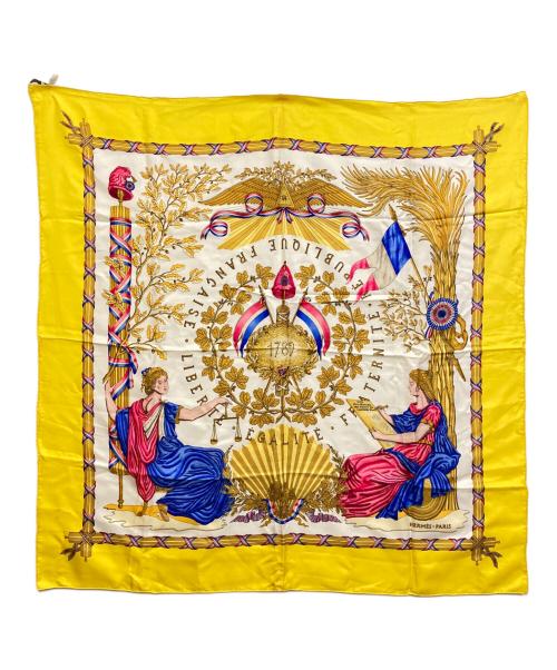 HERMES（エルメス）HERMES (エルメス) カレ90　ﾌﾗﾝｽ革命を記念して イエローの古着・服飾アイテム