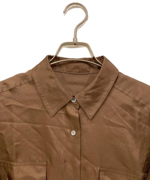 FRAMeWORK（フレームワーク）FRAMeWORK (フレームワーク) シルキーツイルダブルポケットシャツ ブラウン サイズ:FREE 未使用品の古着・服飾アイテム