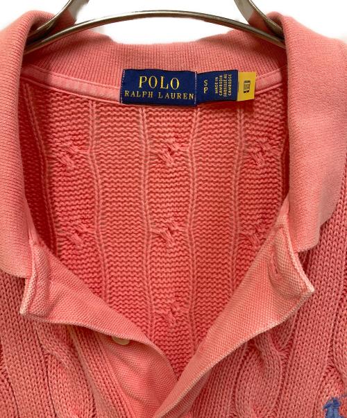 POLO RALPH LAUREN（ポロ・ラルフローレン）POLO RALPH LAUREN (ポロ・ラルフローレン) ケーブルニットポロシャツ ピンク サイズ:Sの古着・服飾アイテム