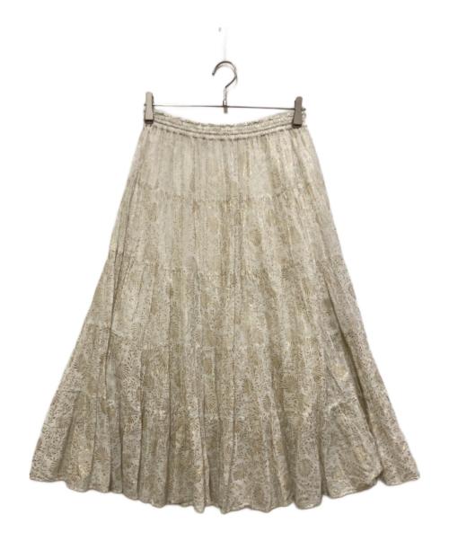 ne quittez pas（ヌキテパ）ne quittez pas (ヌキテパ) Gold Flower Print Skirt ホワイト サイズ:Sの古着・服飾アイテム