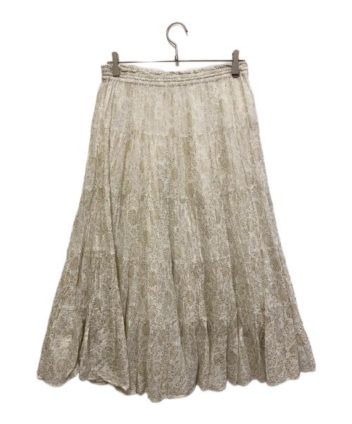 ne quittez pas（ヌキテパ）ne quittez pas (ヌキテパ) Gold Flower Print Skirt ホワイト サイズ:Sの古着・服飾アイテム