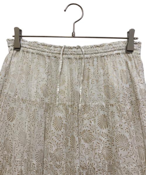 ne quittez pas（ヌキテパ）ne quittez pas (ヌキテパ) Gold Flower Print Skirt ホワイト サイズ:Sの古着・服飾アイテム