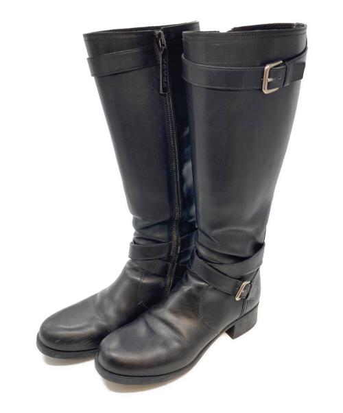 PRADA（プラダ）PRADA (プラダ) レザーロングブーツ ブラック サイズ:23.5の古着・服飾アイテム