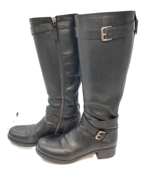 PRADA（プラダ）PRADA (プラダ) レザーロングブーツ ブラック サイズ:23.5の古着・服飾アイテム