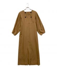 EMMEL REFINES（エメル リファインズ）の古着「EM Vキリカエ ミニ Aライン ワンピース」｜ベージュ