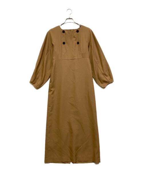 EMMEL REFINES（エメル リファインズ）EMMEL REFINES (エメル リファインズ) EM Vキリカエ ミニ Aライン ワンピース ベージュ サイズ:SIZE M 未使用品の古着・服飾アイテム