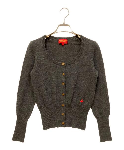 Vivienne Westwood RED LABEL（ヴィヴィアンウエストウッドレッドレーベル）Vivienne Westwood RED LABEL (ヴィヴィアンウエストウッドレッドレーベル) オーブ刺繍カーディガン チャコールグレー サイズ:SIZE Mの古着・服飾アイテム