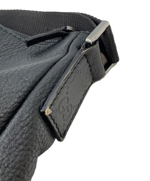 GUCCI（グッチ）GUCCI (グッチ) レザーショルダーバッグ ブラックの古着・服飾アイテム