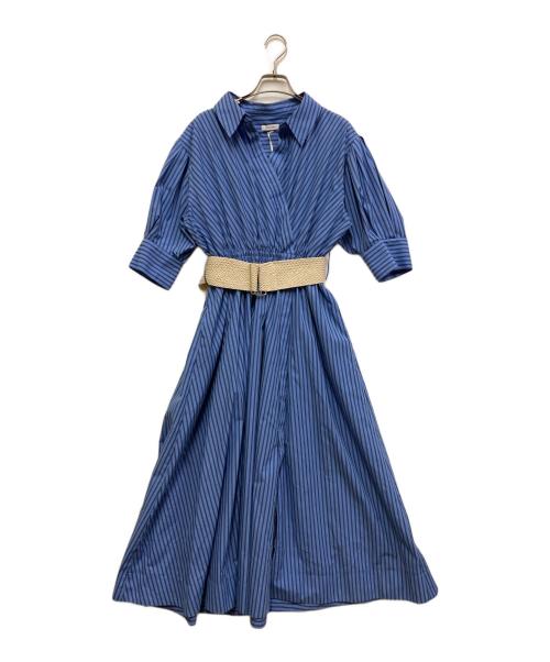 FRAY ID（フレイ アイディー）FRAY ID (フレイ アイディー) ベルト付カシュクールシャツワンピース ブルー サイズ:S 未使用品の古着・服飾アイテム