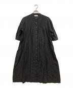 maison de soilメゾンドソイル）の古着「ピンタックリネンシャツワンピース」｜ブラック