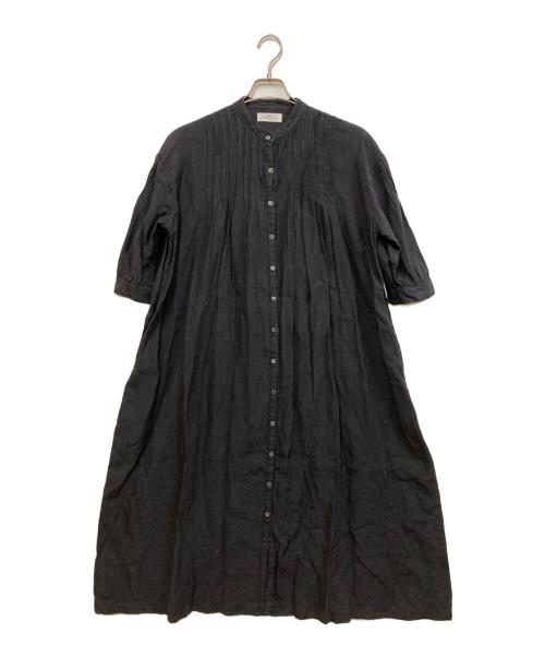 maison de soil（メゾンドソイル）maison de soil (メゾンドソイル) ピンタックリネンシャツワンピース ブラック サイズ:2の古着・服飾アイテム