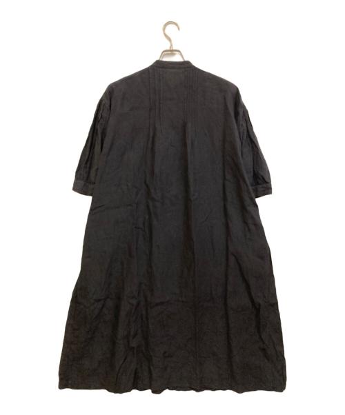 maison de soil（メゾンドソイル）maison de soil (メゾンドソイル) ピンタックリネンシャツワンピース ブラック サイズ:2の古着・服飾アイテム
