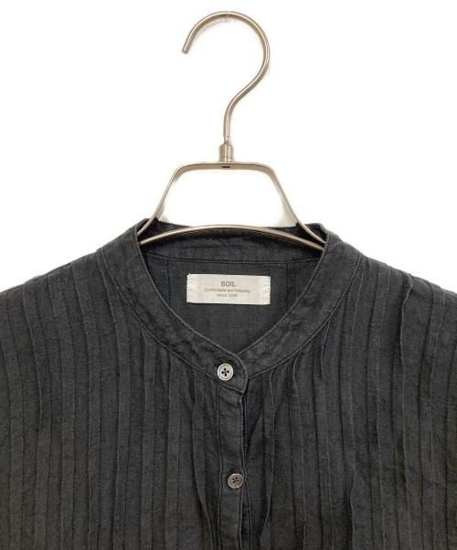 maison de soil（メゾンドソイル）maison de soil (メゾンドソイル) ピンタックリネンシャツワンピース ブラック サイズ:2の古着・服飾アイテム