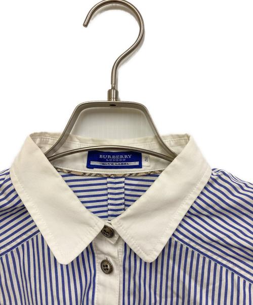 BURBERRY BLUE LABEL（バーバリー ブルー レーベル）BURBERRY BLUE LABEL (バーバリーロンドンブルーレーベル) ロゴ刺繍ストライプワンピース ブルー サイズ:38の古着・服飾アイテム