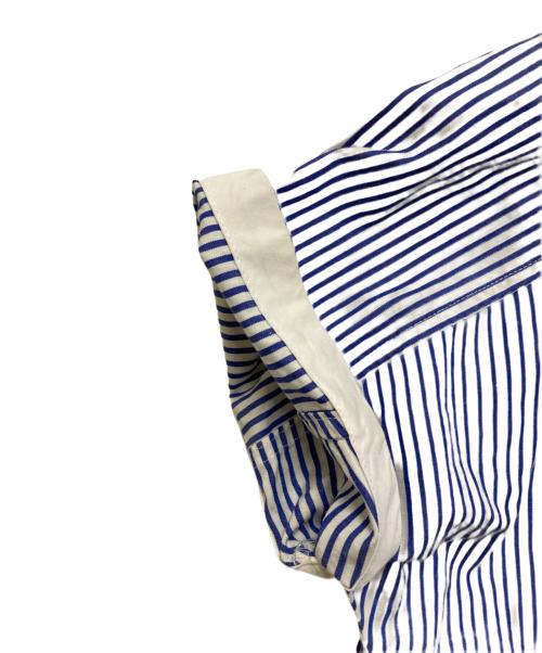 BURBERRY BLUE LABEL（バーバリー ブルー レーベル）BURBERRY BLUE LABEL (バーバリーロンドンブルーレーベル) ロゴ刺繍ストライプワンピース ブルー サイズ:38の古着・服飾アイテム