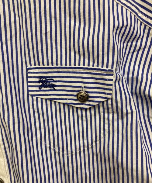 BURBERRY BLUE LABEL（バーバリー ブルー レーベル）BURBERRY BLUE LABEL (バーバリーロンドンブルーレーベル) ロゴ刺繍ストライプワンピース ブルー サイズ:38の古着・服飾アイテム