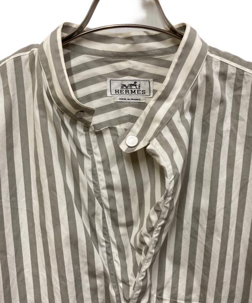 HERMES（エルメス）HERMES (エルメス) セリエボタンノーカラーシャツ グレー サイズ:40の古着・服飾アイテム