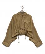 UN3D.アンスリード）の古着「ショートギャザーシャツブルゾン」｜ベージュ