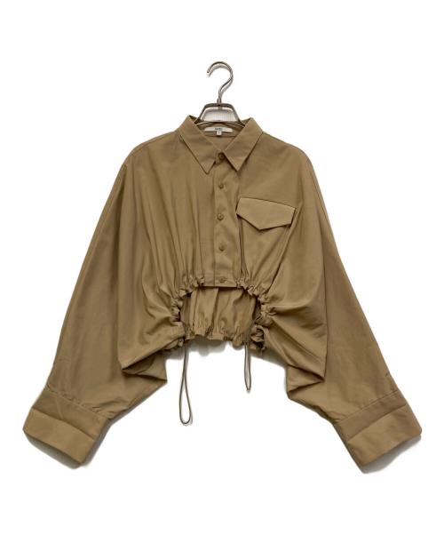 UN3D.（アンスリード）UN3D. (アンスリード) ショートギャザーシャツブルゾン ベージュ サイズ:Freeの古着・服飾アイテム