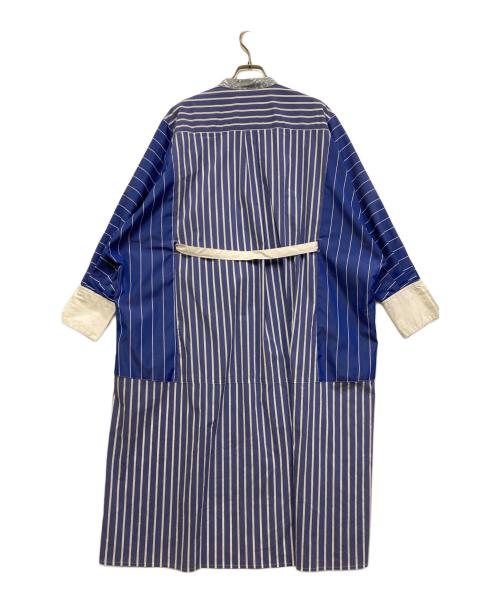 ROSE BUD（ローズバッド）ROSE BUD (ローズバッド) OKIRAKU (オキラク) ランダムストライプ ドッキング シャツワンピース スカイブルー サイズ:FREEの古着・服飾アイテム