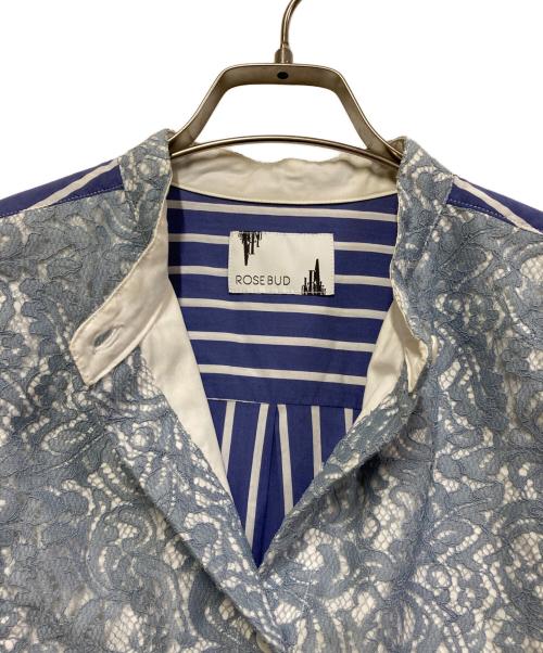 ROSE BUD（ローズバッド）ROSE BUD (ローズバッド) OKIRAKU (オキラク) ランダムストライプ ドッキング シャツワンピース スカイブルー サイズ:FREEの古着・服飾アイテム