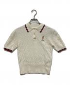 Lily Brownリリーブラウン）の古着「Lily Bearポロニットプルオーバー」｜ホワイト