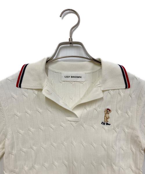 Lily Brown（リリーブラウン）Lily Brown (リリーブラウン) Lily Bearポロニットプルオーバー ホワイト サイズ:FREEの古着・服飾アイテム