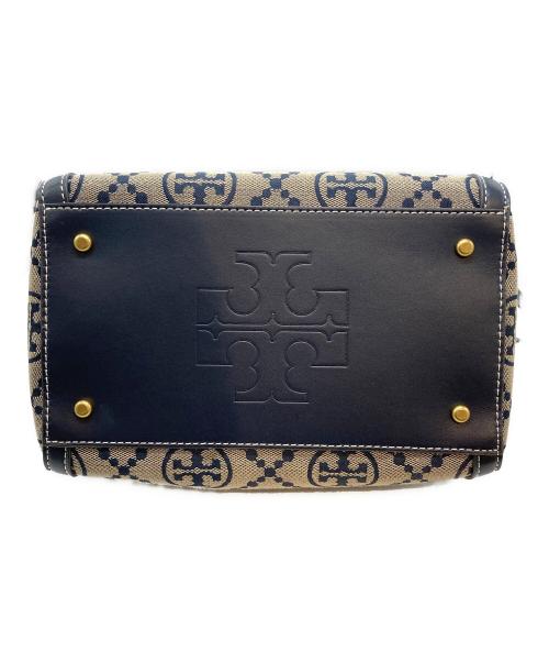 TORY BURCH（トリーバーチ）TORY BURCH (トリーバーチ) Tモノグラムミニバレルバッグ ベージュ×ネイビー サイズ:表記なしの古着・服飾アイテム