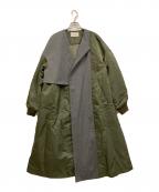 ENFOLDエンフォルド）の古着「ナイロンツイル ミックスファブリックコート」｜カーキ