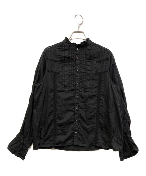 MACPHEE（マカフィー）MACPHEE (マカフィー) ビンテージローン スタンドカラーブラウス ブラック サイズ:SIZE 36の古着・服飾アイテム