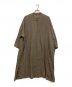 motomi.mモトミエム）の古着「リネンシャツワンピース」｜ブラウン