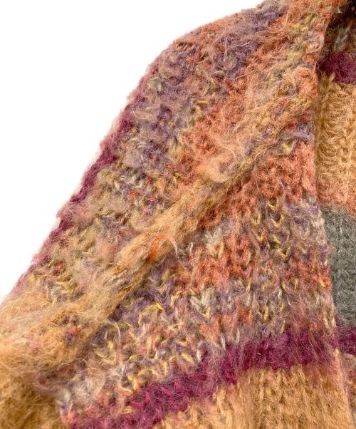 PERVERZE（パーバーズ）PERVERZE (パーバーズ) Stripe Mohair Wide Cardig ブラウン×パープル サイズ:SIZE Freeの古着・服飾アイテム