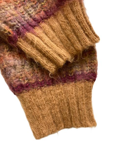 PERVERZE（パーバーズ）PERVERZE (パーバーズ) Stripe Mohair Wide Cardig ブラウン×パープル サイズ:SIZE Freeの古着・服飾アイテム