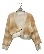 PERVERZEパーバーズ）の古着「リバーシブルダメージ加工カーディガン」｜ベージュ