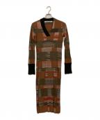 PERVERZEパーバーズ）の古着「Plating Skin Kint Dress」｜ブラウン