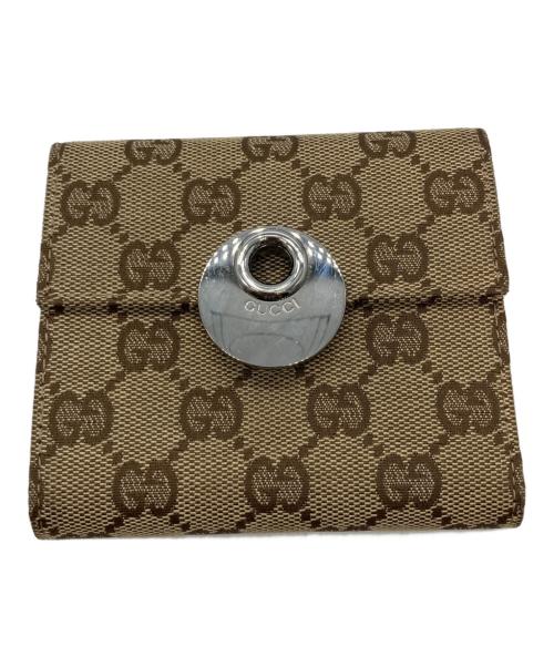 GUCCI（グッチ）GUCCI (グッチ) GGキャンバス３つ折り財布 ベージュの古着・服飾アイテム