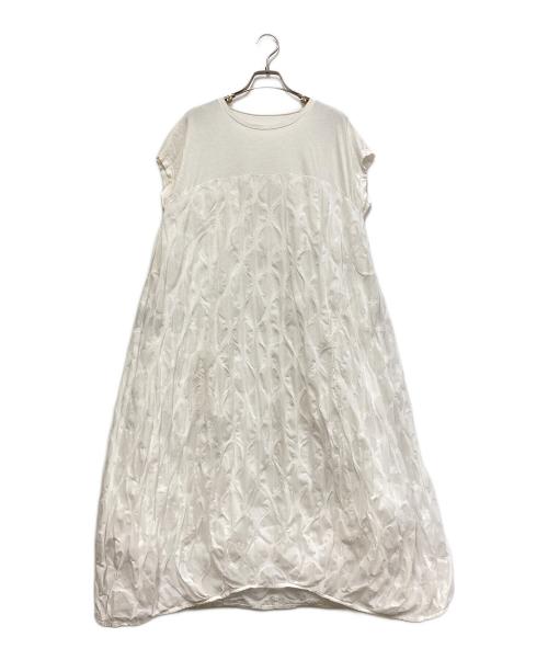 BEARDSLEY（ビアズリー）BEARDSLEY (ビアズリー) コットン ドットリップルワンピース ホワイト サイズ:Sの古着・服飾アイテム