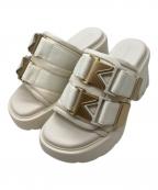 BOTTEGA VENETAボッテガベネタ）の古着「フラッシュダブルベルトヒールサンダル」｜ベージュ