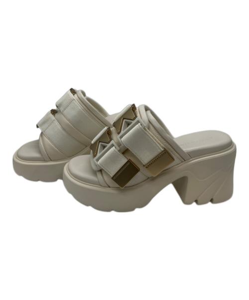BOTTEGA VENETA（ボッテガベネタ）BOTTEGA VENETA (ボッテガベネタ) フラッシュダブルベルトヒールサンダル ベージュ サイズ:35の古着・服飾アイテム