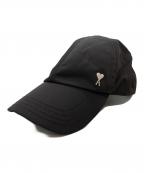 amiアミ）の古着「ナイロン＆コットン テクニカルツイル キャップ」｜ブラック