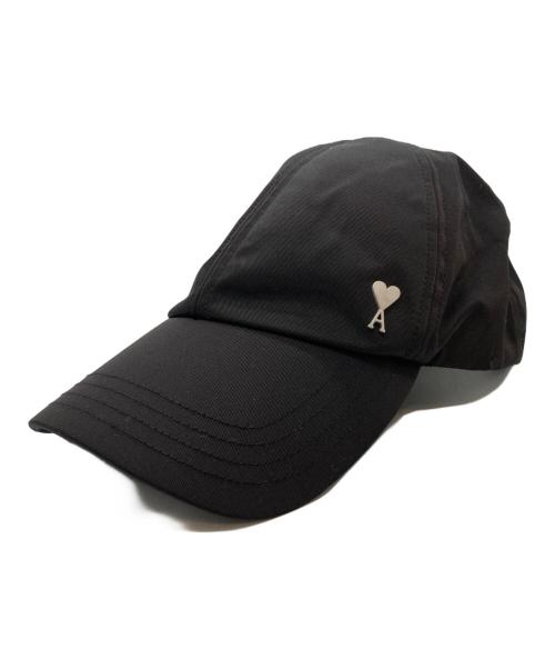 ami（アミ）ami (アミ) ナイロン＆コットン テクニカルツイル キャップ ブラックの古着・服飾アイテム